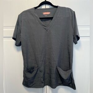 elite Med Performance Scrub Top Size Women's Large Color Gray Camo Print